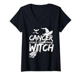 Womens Cancer Chose The Wrong Witch Breast Cancer Halloween Costume V-Neck T-Shirt