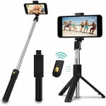 Trépied Selfie Stick, Mini Selfie Stick 3 En 1 Avec Téléphone Portable À Libération À Distance Tooth Stick Selfie Extensible Et Support De Téléphone Portable Monopode Portable Pour Iphone