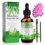 PEPHUCA Rosemary Oil for Hair Growth with Scalp Massager - 100% Pure Natural Organic Rosemary Essential Oil for Eyebrow Eyelash, Nourishes The Scalp, Stimulates Hair Growth for All Hair Types 60ML