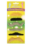 *6 Pack* Blonde Grey Black Tash Moustache Facial Hair Hippy 70s Fancy Dress