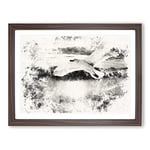 Seagull In Flight Vol.2 Watercolour Modern Framed Wall Art Print, Ready to Hang Picture for Living Room Bedroom Home Office Décor, Walnut A4 (34 x 25 cm)