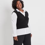 MODAVISTA - pull effet 2-en-1 noir femme grande taille