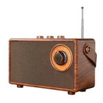 Retro FM Radio Portable Wooden Bluetooth Radio Bass Speaker Handsfree MP38441