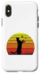 Coque pour iPhone X/XS T-shirt rétro chat et papillons