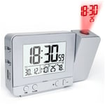 Horloge Réveil numérique à projection pour chambres à coucher, grand réveil avec projection au plafond avec port USB, batterie de secours, projecteur