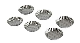 Zenker 62237 Kenzr Lot de 6 mini moules à tartelettes en bande étamée Dia. 9,5 x 7,5 x 1,5 cm, ligne Silver, couleur : argenté, quantité : 1 pièce.