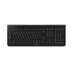 CHERRY KW 3000, Clavier sans Fil avec Pavé Numérique, Disposition Portugaise (QWERTY), 2,4 GHz, Touches Silencieuses, Design Plat, Fonctionne sur Piles, Noir