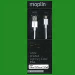 Maplin Pro White Braided 1.5m MFI-Certified Lightning For Apple Cable Charger