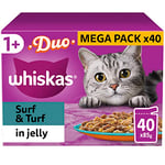 Whiskas Tasty Duo 1+ Surf and Turf in Jelly 40 x 85 g Pouches, Adult Cat Food