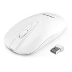 LeadsaiL Souris sans Fil Rechargeable, Mini Souris Optique sans Silence Click, 2.4G Souris Ordinateur, Souris Portable avec Récepteur Nano, 2400 DPI 5 Niveaux Réglable, Câble USB