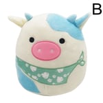 20 cm Squishmallows gosedjur för barn, blå, grön, rosa ko, mjuk plyschleksak DB 20Cm Blue Cow