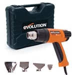 Evolution Power Tools HDG200 Pistolet à chaleur numérique avec commande variable de la chaleur - Plage de température de 50 à 630 °C - Avec mallette de transport, 4 buses et raclette