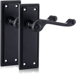 XFORT Black Beauty Range Matt Black Hanoverian Lever Latch Handles, Georgian Set