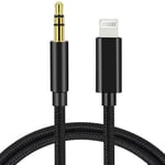 Cable Lightning vers Jack Male 3.5mm Certification MFI en Nylon Tressé Cable Auxiliaire Voiture Compatible avec iPhone 12 Pro Max 12 Mini iPhone Se 2020 11 Pro Max XR XS X 8 7 Plus iPad (1M)