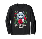 Roses Flowers British Blue British Shorthair Cat Long Sleeve T-Shirt