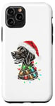 Coque pour iPhone 11 Pro Chapeau de Père Noël allemand à poil court Lumières de Noël Chien Maman Papa