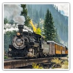 2 x Square Stickers 10 cm - American Steam Train Railway Cool Gift #2147