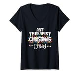 Womens Art Therapist Christmas Crew Cute Art Therapy Xmas Lights V-Neck T-Shirt