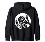 Skeleton Jack O Lantern Funny Halloween Spooky Shadow Zip Hoodie