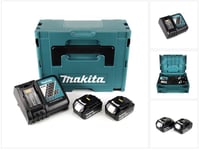 Makita virtalähdesarja 18V, 2x BL1830B akku 3,0Ah + DC18RC laturi (196693-0) + Makpac