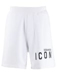 Dsquared2 Mens ICON Logo Print Shorts in White Cotton - Size X-Large