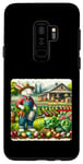 Coque pour Galaxy S9+ Lapin de Pâques rétro avec inscription « Tending A Colorful Garden »