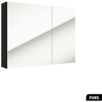 Otitec - Armoire murale de salle de bain - avec miroir pure Noir 80 × 60 × 15