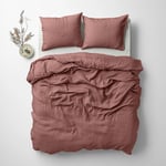 Muslin Super King Duvet Cover and Pillowcase Set Terracotta Breathable Cotton