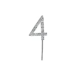 Cake Star Diamante Silver Cake Number, Sparkling Number on Strong Metal Wire, Baking Decorations for Birthday or Anniversary, Give Cakes a Personal Touch - Clear 4