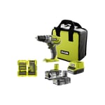 Ryobi - Pack Perceuse-visseuse R18DD3-2415BS 18V One+ - 2 batteries 4,0 Ah - 1,5Ah - Chargeur - 38 accessoires perçage-vissage-boulonnage RAK38DSDI2