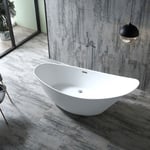 BERNSTEIN - Grande Baignoire îlot sabot ovale design acrylique pour salle de bain, isolation thermique - Blanc brillant - 190x80x83cm - SOPHIE