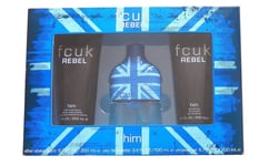 FCUK REBEL FOR HIM GIFT SET 100ML EDT + 200ML SHOWER GEL + 200ML AFTERSHAVE BALM