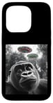 Coque pour iPhone 15 Pro Gorilla Selfie avec Alien OVNI pour hommes, femmes, garçons, filles, enfants