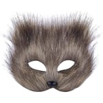 Plush Cat Fox Mask, Therian Masker, Realistiska kattmasker, Halv Face Animal Mask, Furry Party Cat Mask Masquerade Mask, Cosplay kostym Gray