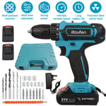 21V Cordless Hammer Drill Set Electric Impact Driver Screwdriver + 2 Battery HOT