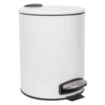 1x White 5L Round Stainless Steel Pedal Bin Kitchen Bathroom Rubbish Waste Bins