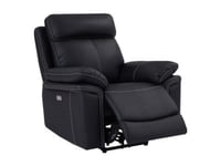 Fauteuil relax électrique en cuir ISIRIS - Noir