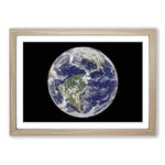 Big Box Art View of The Americas of Planet Earth by Framed Wall Art Picture Print Ready to Hang, Oak A2 (62 x 45 cm)