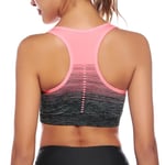 Sykooria Femme Soutien Gorge Sport Coussinets Amovibles Élastique Brassière Dégradé de Couleur Sport Yoga, Course à Pied, Danse sous-vêtements de Sport, Rose, M