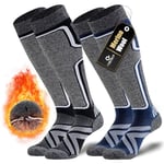 Cirorld Chaussettes de Ski en Laine Mérinos 2 Paires, Chaussettes épaisses et Chaudes au Genou pour l'hiver, le Temps Froid, la Neige, le Ski, le Snowboard, la Chasse, la Randonnée