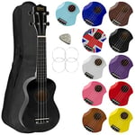 Mad About SU8 Soprano Ukulele in Black with FREE Gig Bag, Pick, and Spare Strings –Now With Carbon Black Strings for Improved Tuning & Ukulele from the Beginning Songbook Pupil's Book