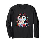 Christmas Penguin with Light Strings Clumsy Cute Entangled Long Sleeve T-Shirt