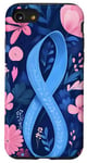 Coque pour iPhone SE (2020) / 7 / 8 Bleu Art Deco Floral Survivant du Cancer du sein Nouveautés