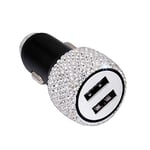 Dual USB Car Charger, Glitter Car Cigarette Lighter Charger 12V/ 24V Dual Port Bling Crystal Car Charging Adapter W/LED Light for Fast Charging Car Decors