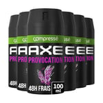 AXE - Déodorant Homme Provocation - Spray Compressé - fraîcheur 48h - parfum noix de coco et poivre noir (lot de 6x100ml)