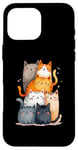 Coque pour iPhone 16 Pro Max Tour de chat mignonne à empiler pour un amoureux des chats