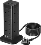 5M Tower Extension Lead with USB Slots, Hotimy 12 AC Outlets Surge Protected 4