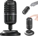 USB Microphone à Condensateur, Micro Gaming pour PC Phone Ordinateur Portable et PS4&5, avec Muet du Bruit, pour Streaming, Enregistrement,Vocal,Podcast,Twitch