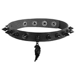 MILAKOO Womens Collar Faux Leather Choker Necklace Steampunk Goth Style Black Wings Charm