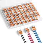 flintronic Bornes de Connexion, 55PCS 3 Entrées Connecteur Électriques Rapide de Fil, Électrique Connecteurs D'épissag Automatique à Levier-écrou pour Circuit en Ligne 28-12 AWG, PA/PC Ignifuge